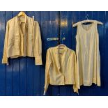 Collection of vintage ladies silk items, to include: four blouses, three cream one grey, two black