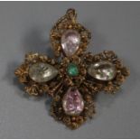 Maltese Cross branch pendant with coloured stones and hair locket to the reverse. (B.P. 21% + VAT)