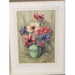 E M Pedmore (British 20th century), 'Anemones', signed, watercolours. Wash line mount. 36x27cm