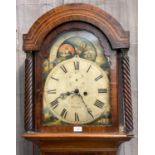 19th century Welsh mahogany eight day long case clock, the painted face with rolling moon, marked '