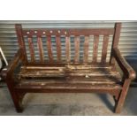 Rustic and distressed incomplete slatted garden bench. (B.P. 21% + VAT)