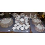 Five trays of Booth's 'Florabunda' coffee and dinnerware: twelve place settings of plates, side