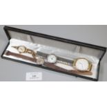 Collection of wristwatches to include: 9ct gold lady's bracelet wristwatch and three others. (B.P.