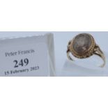 9ct gold stone set dress ring. Size U + 1/2, 4g approx. Cased. (B.P. 21% + VAT)