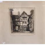 S Goodway, 'Unicorn Inn, Shrewsbury', signed in pencil by the artist. Uncoloured etching. 21x19cm