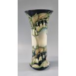 Modern Moorcroft Art pottery tube lined trial piece floral and foliate vase of waisted form by
