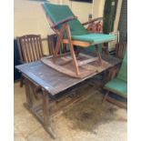 Modern Firman teak garden table with a set of six matching folding chairs. (7) (B.P. 21% + VAT)