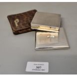 Two hallmarked silver compacts and silver compact mirror. (3) (B.P. 21% + VAT)