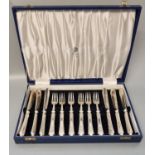 Cased set of Mappin & Webb silver plated twelve piece fish knife set. (B.P. 21% + VAT)