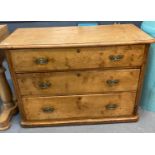 19th century walnut chest of drawers, the moulded and shaped top above a straight front bank of