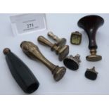 A collection of assorted desk seals and stone set seal fobs. (8) (B.P. 21% + VAT)