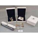 Collection of Swarovski crystal items, to include: pen in original box, animal and other brooches