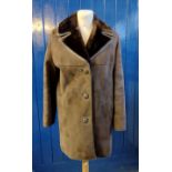 Vintage, probably 1970's faux sheepskin jacket by 'Heatona', suede outer and faux fur lining. (B.