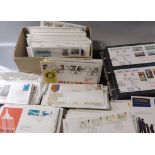 Box of First Day Covers, Great Britain and Channel Island stamps plus album of Jersey and Guernsey