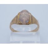 9ct gold signet ring with opal type stone. Size Z + 1/2, 6.5g approx. (B.P. 21% + VAT)