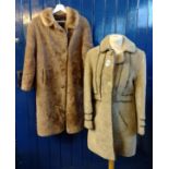 Two ladies vintage 60's/70's Swedish lamb coats; one with leather piping and one with mink fur