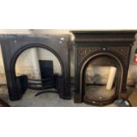 Late Victorian cast iron mantle piece fire insert together with another. (2) (B.P. 21% + VAT)