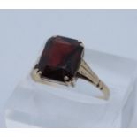 9ct gold garnet dress ring. Size L + 1/2. 2.2g approx. (B.P. 21% + VAT)