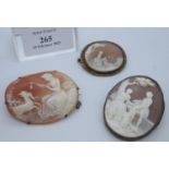 Three carved shell cameo brooches, various. (B.P. 21% + VAT)
