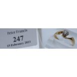 18ct gold diamond solitaire engagement ring on a twist shank. Size H + 1/2, 2.8g approx. (B.P. 21% +