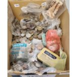 Box of assorted GB and foreign coinage: shillings, sixpences, old pennies, French, Turkish,