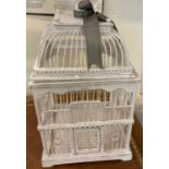 Modern white painted bird cage with detachable lid. (B.P. 21% + VAT)