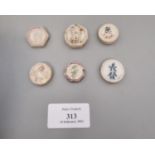 Mixed group of six Chinese porcelain gambling tokens/coins. (B.P. 21% + VAT)