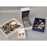 Three small boxes of assorted costume jewellery, various, together with a DKNY ladies marcasite