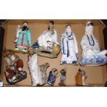 Box of 20th century ceramic Oriental figures. (B.P. 21% + VAT)