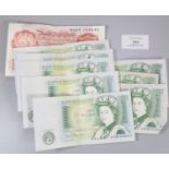 Group of Bank of England bank notes to include: LK O'Brian ten shilling note and 7 Queen Elizabeth