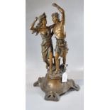 Early 20th century, probably French, Art Nouveau design emblematic figure group of a dancing couple.