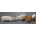 Two Beswick china pigs, to include: 'CH Wall Boy' and 'CH Wall Queen' together with another Royal