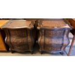Pair of wicker Bombay style three drawer bedroom chests/cabinets. 54x44x59cm approx. (2) (B.P. 21% +