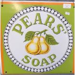 Pear's Soap enamelled advertising sign. Probably a reproduction. 38x39cm approx. (B.P. 21% + VAT)