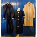 Collection of ladies vintage dresses to include: black cotton shirt dress, black linen shift