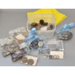 Collection of mixed GB and other coins, including some silver, more modern Crowns, copper coinage,