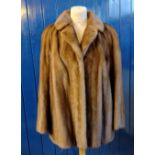 Light brown mink fur long jacket or short coat with floral embroidered lining. (B.P. 21% + VAT)