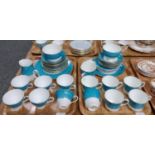 Two trays of Royal Imperial English fine bone china coffee and teaware to include: teacups, coffee