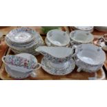 Copeland Spode English china 'Shanghai' design items to include: two handled soup bowls with stands,