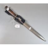 German Second World War period bayonet with polished scabbard and leather frog. (B.P. 21% + VAT)