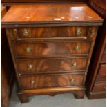 Victorian style mahogany chest/cutlery cabinet having fold over top and arrangement of four
