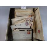 Great Britain selection of old envelopes bearing stamps from Queen Victoria penny reds through to
