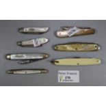 Group of assorted fruit knives, some with silver blades and mother of pearl scales. (B.P. 21% + VAT)