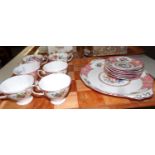 Tray of Royal Albert 'Lady Carlysle' part tea ware: six teacups and saucers and a sandwich plate. (