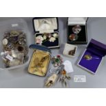 Assorted costume jewellery: brooches and other items, some possibly gold. (B.P. 21% + VAT)