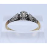 18ct gold diamond solitaire dress ring, ring size O+1/2, 2.1g approx. (B.P. 21% + VAT)