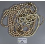 Various simulated pearl necklaces. (B.P. 21% + VAT)