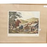 James Priddy, 'Radnorshire Farm', coloured etching signed in pencil by the artist. The plate 25x35cm