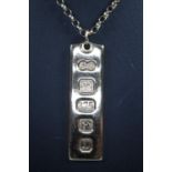 9ct gold ingot on chain. 20g approx. (B.P. 21% + VAT)