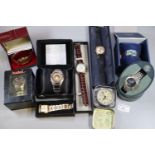 Collection of assorted vintage and modern dress watches, alarm clock etc, to include: 'Rotary'